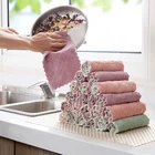 10pcsHousehold кухонное впитывающее полотенце толстое Двухслойное полотенце из микрофибры для мытья посуды