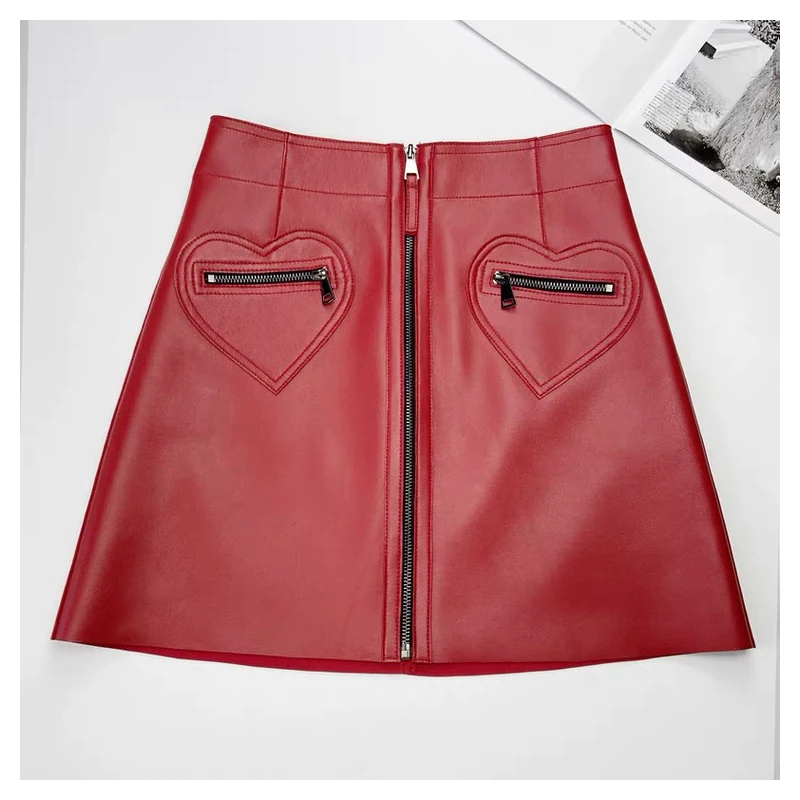 

Мини-юбка женская из натуральной кожи с высокой талией, батальных размеров