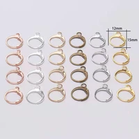 20pcslot 1412mm gold bronze french lever earring hooks wire settings base hoops earrings for diy jewelry making supplie