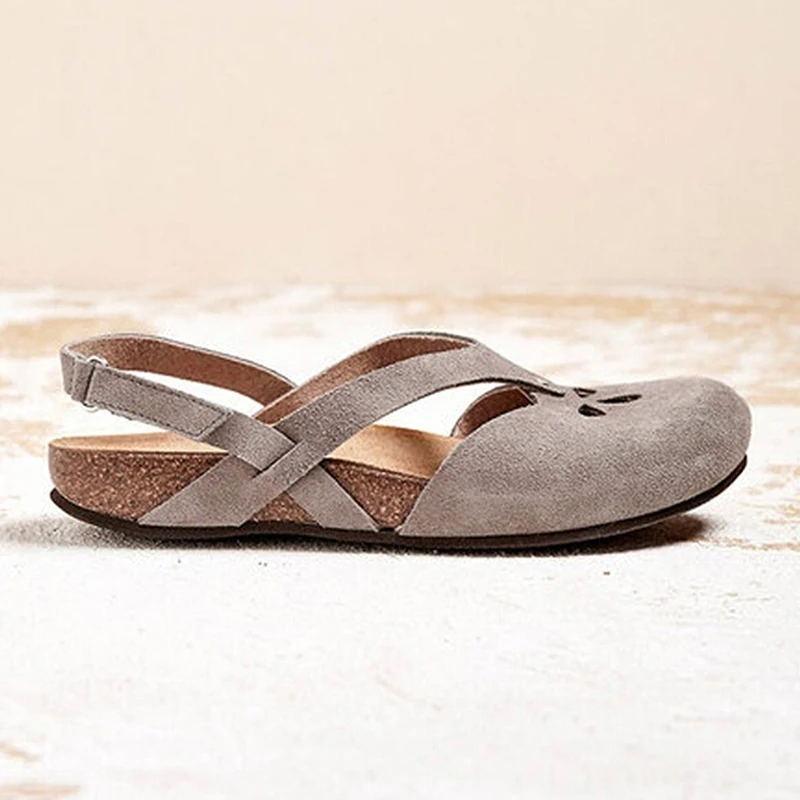 

Summer Women Flat Sandals Round Toe Sandals Ladies Casual Ankle Hollow Sandals Elegant Female Soft Beach Shoes
