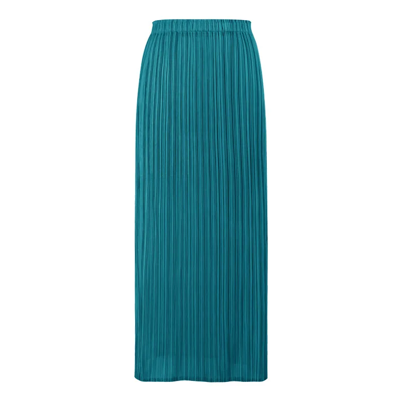 

Japan Style Elegant Silm Soft Pleated Skirts Women 2021 Summer New Solid Split Woman Skirt Fashion All-match Office Lady Jupe