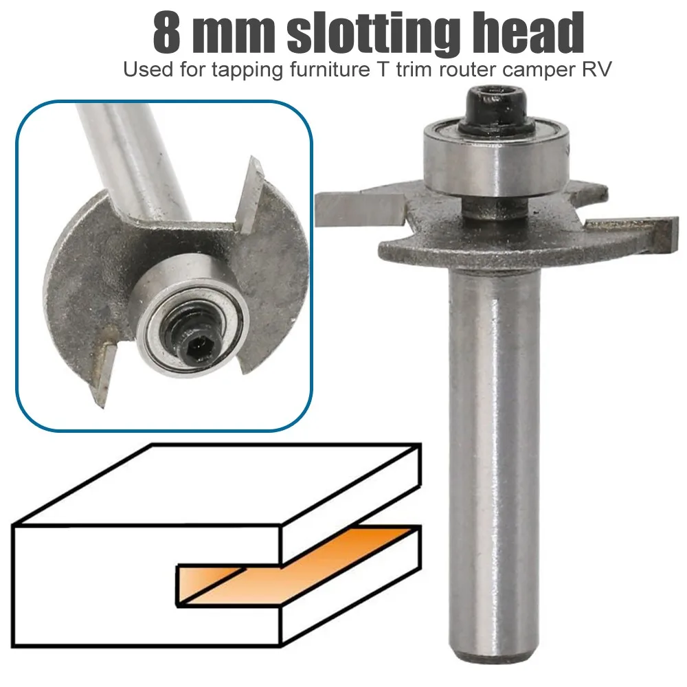 

8mm T-Slot Milling Cutter Bit For Knock On Furniture T Trim Router Campervan Motorhome