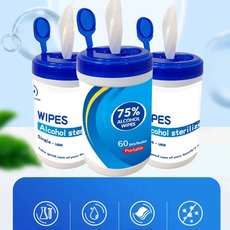 60Pcs Disinfectant Wipes Portable 75 Alcohol Cleaning Sterilization | Красота и здоровье