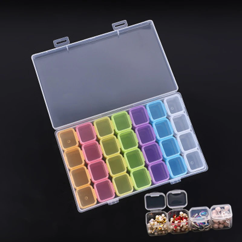 Органайзер для алмазной живописи 28 ячеек пластиковый ящик хранения аксессуары