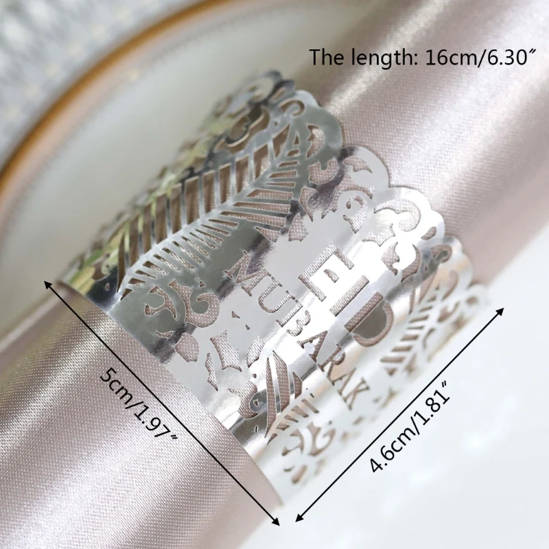 

100pcs Ramadan Decoration Napkin Holder Hollow Out Paper Ring Eid Mubarak Muslim 23GB
