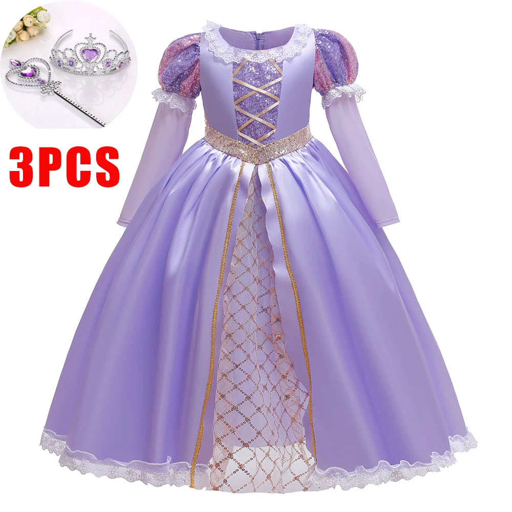 

Sleep Girls Princess Dress Sequins Long Sleeve Costume Children Clothes Kids Christmas Party Cosplay Halloween Carnival Dresses