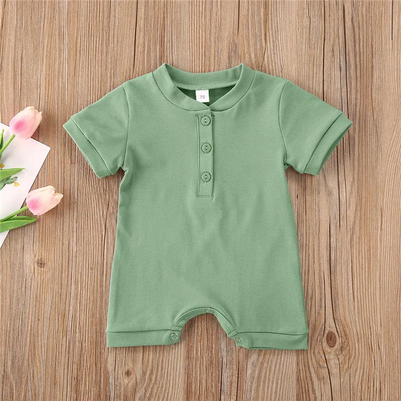

Toddler Infant Romper Baby Girls Boys Short Sleeve Cotton Button Romper Jumpsuit Outfit Summer Casual Soft Overalls Clothes