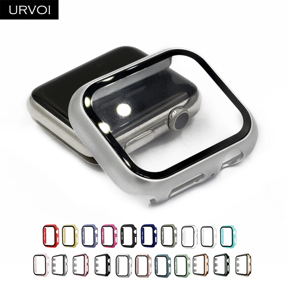 URVOI бампер для apple watch series 6 SE 5 4 3 чехол iwatch с закаленным стеклом защита экрана