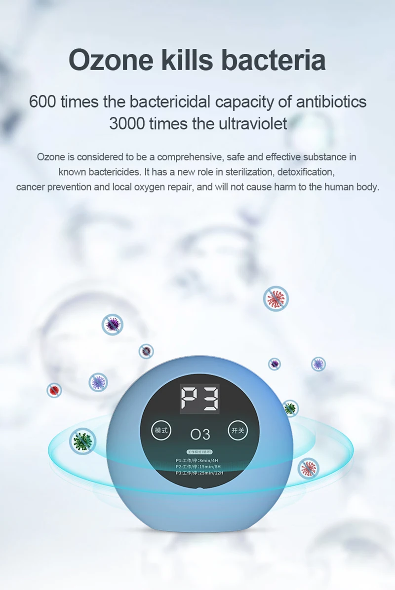 

Air Purifier Household Ozone Generator Sterilization Machine Pet Room White Blue Electronic Smart Home Effective Purification