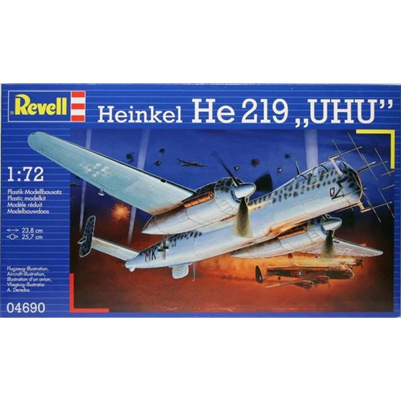 

Revell Plastic Assembly Model 1/72 Germany Henk He219 Night Owl Night Fighter Adult Collection DIY Assembly Kit 04690