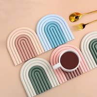 1pcs silicone placemat coaster removable rainbow coasters waterproof and anti scalding household table mat kitchen supplies