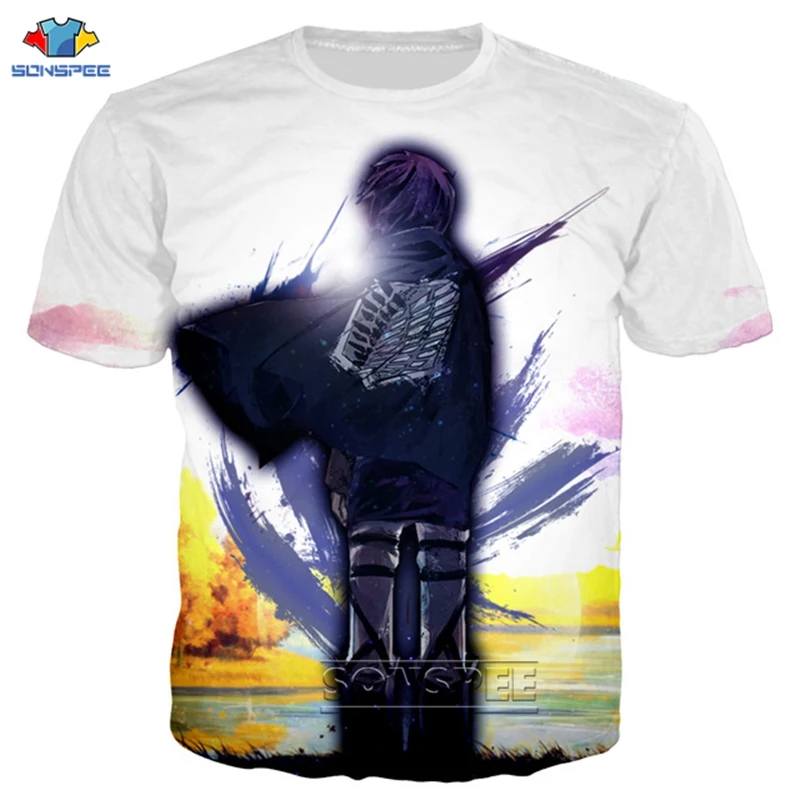 SONSPEE летний топ 3D принт обувь для косплея по аниме атака на Титанов Футболки крыло