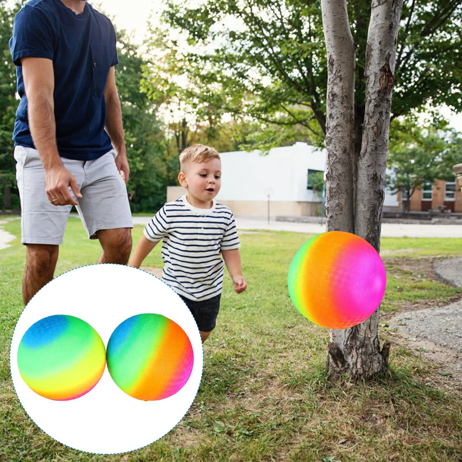 

2Pcs 16cm Child Flapping Ball PVC Inflatable Ball Outdoor Rainbow-Color Balls