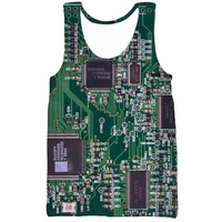 new 3d printing electronic chips fashion men women tracksuits crewneck hip hop vest size s 5xl mesh top
