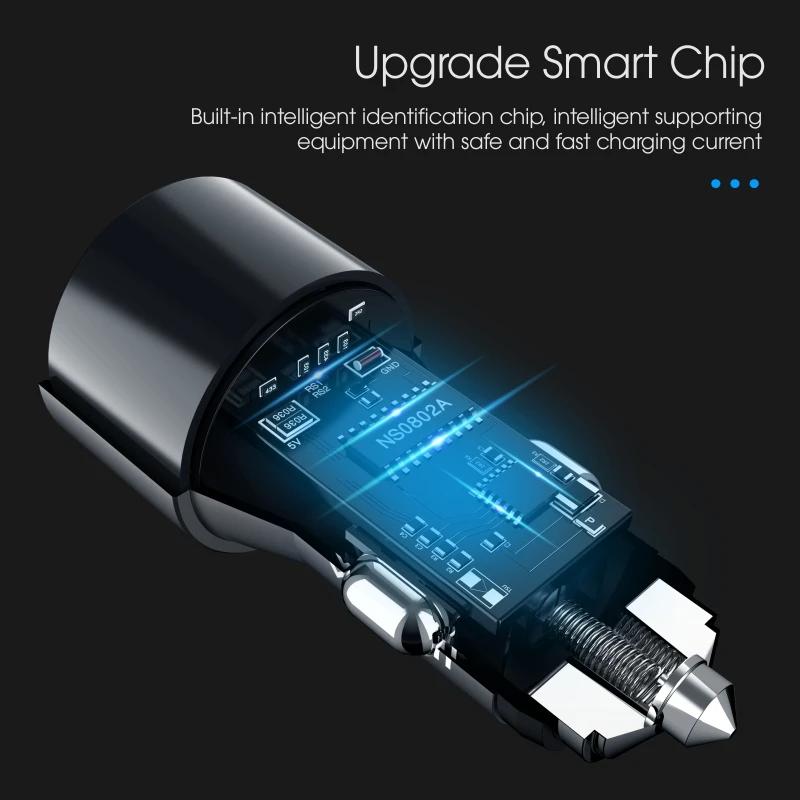 Автомобильное зарядное устройство Vothoon со светодиодным дисплеем и двумя USB