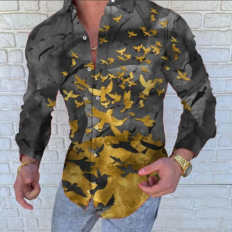 

2021New Men's shirt for men clothing social male Blouse Hawaiian long sleeve cardigan blouses and button up Luxury man