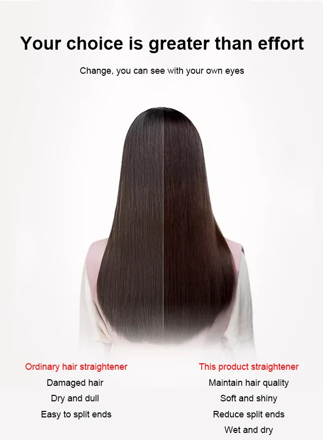 

Electric Hair Straightener Wet And Dry Portable Household Hair Straightener Comb Anti-frizz Lasting Silky Heating Copper Comb