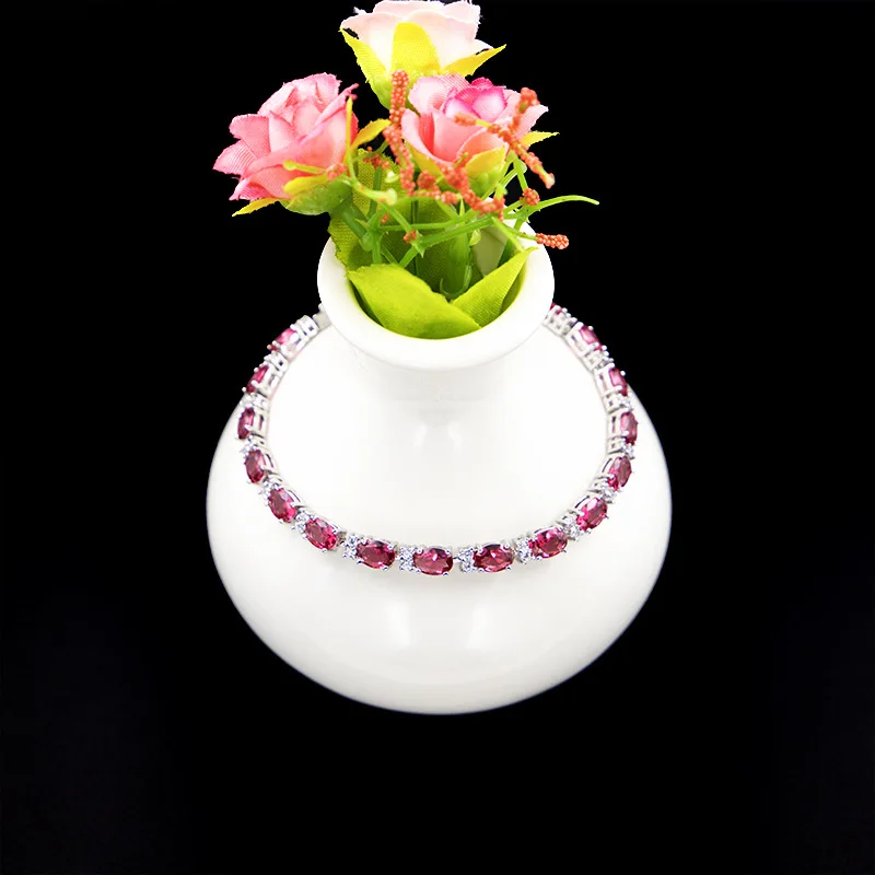 

Silver 925 Jewelry Bracelet For Women Cubic Zirconia White Stones Party Accessories Length 20cm Free Gift