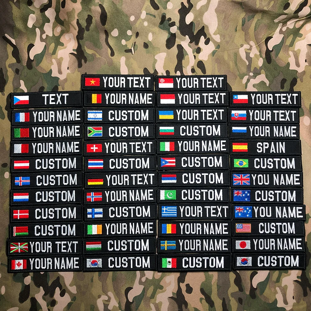 Нашивка-лента с черным флагом вышивка на липучке Испания Израиль Франция