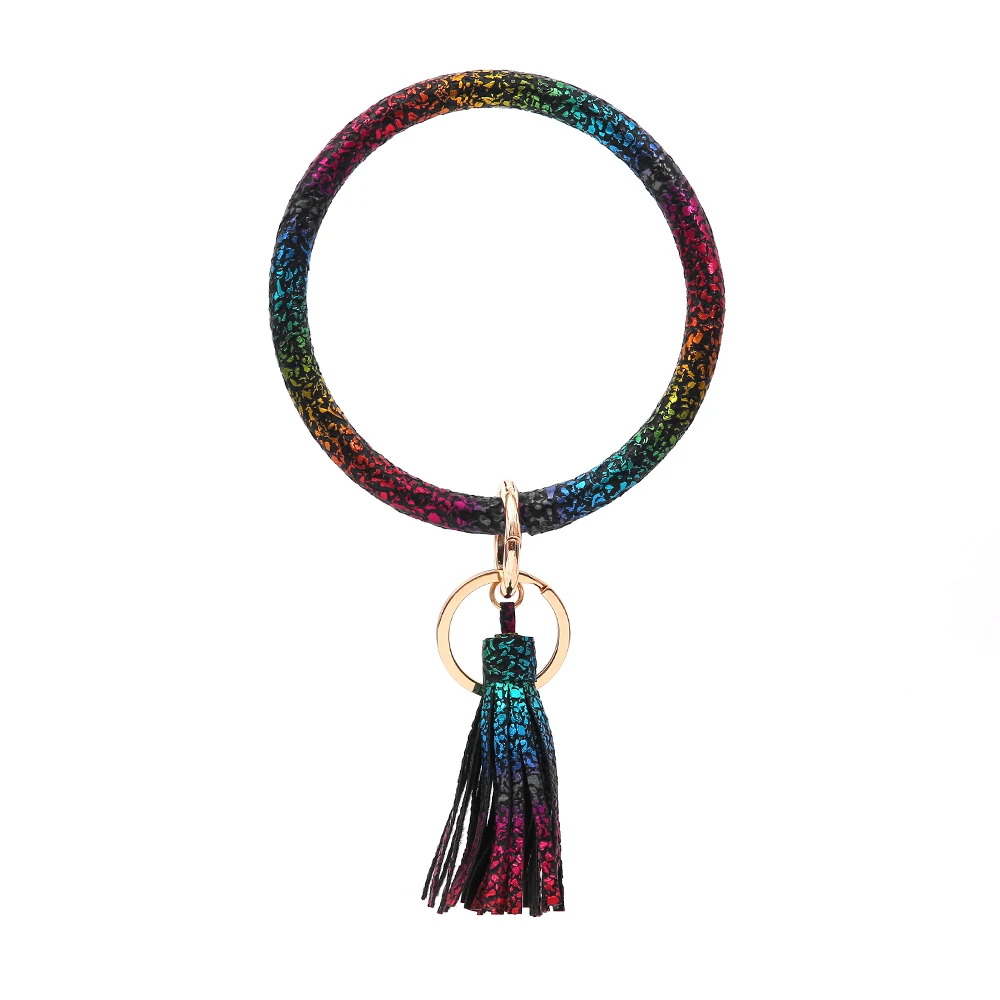 Fashion PU Leather Bracelet Keychain for Women Comfortable Wear Resistant Car Bangle Tassel Wrist Strap Accessories |
