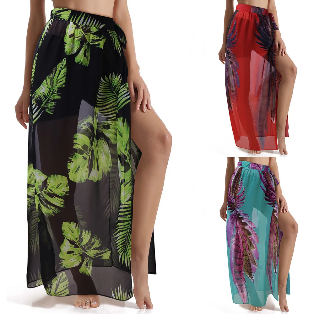 

2020 Summer Hot Selling Thin High Waist Split Print Perspective High Waist Tulle Skirt Skirt Women