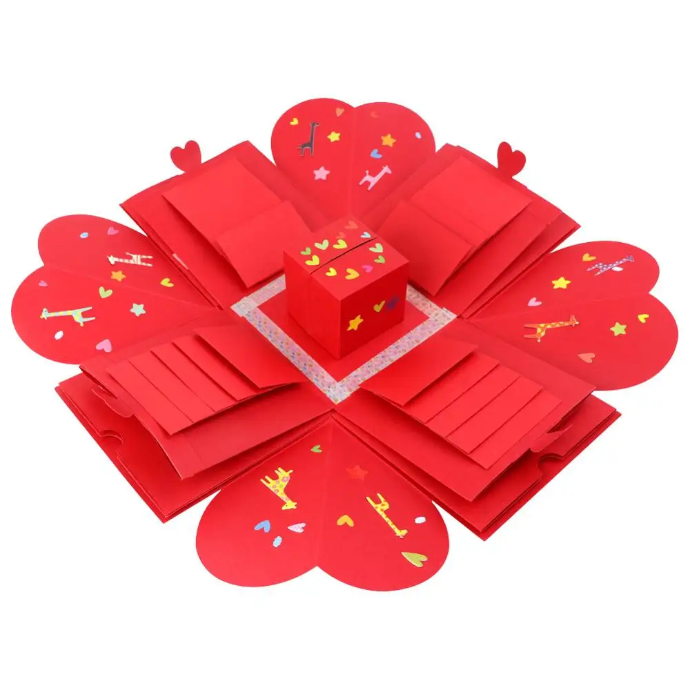 Only Red Box OurWarm сюрприз любовь DIY взрыв коробка День святого Валентина Подарочная коробка для юбилея скрапбук фотоальбом подарок на день рождения 15x15x15 см - Цвет: Only Red Box