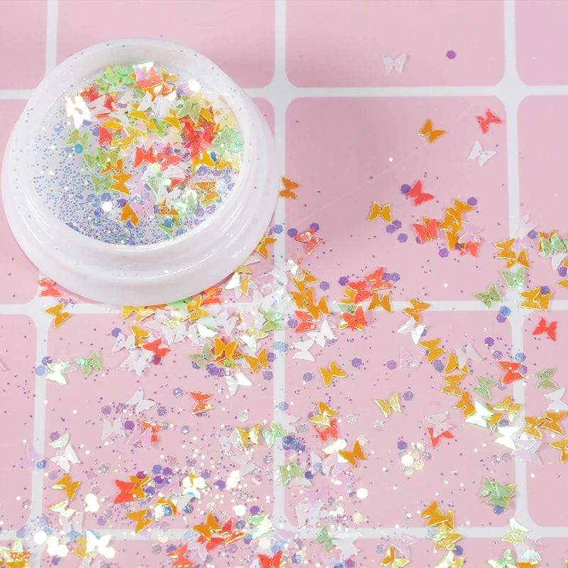 

1 Box 3D Butterfly Glitter Nail Sequins DIY Shimmer Nail Art Decoration Sequins
