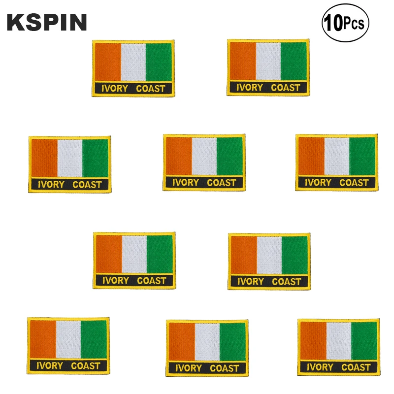 Цвета слоновой кости флаг Берега Слоновой вышивка патчи железа на пиле