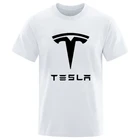 Новая мужская футболка с логотипом Tesla Motors, футболка с коротким рукавом с принтом, Мужская Базовая рубашка, однотонная повседневная одежда, мужские Топы И Футболки