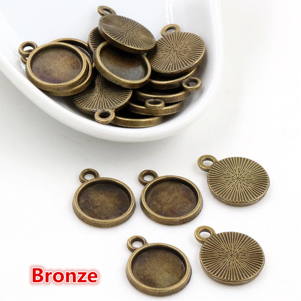 Bronze 50 шт., 8, 10 мм, внутренний размер, классический, 6 цветов, с покрытием, односторонний, одиночный, подвесной, простой стиль, кабошон, основа, установка, подвески - Цвет: Bronze