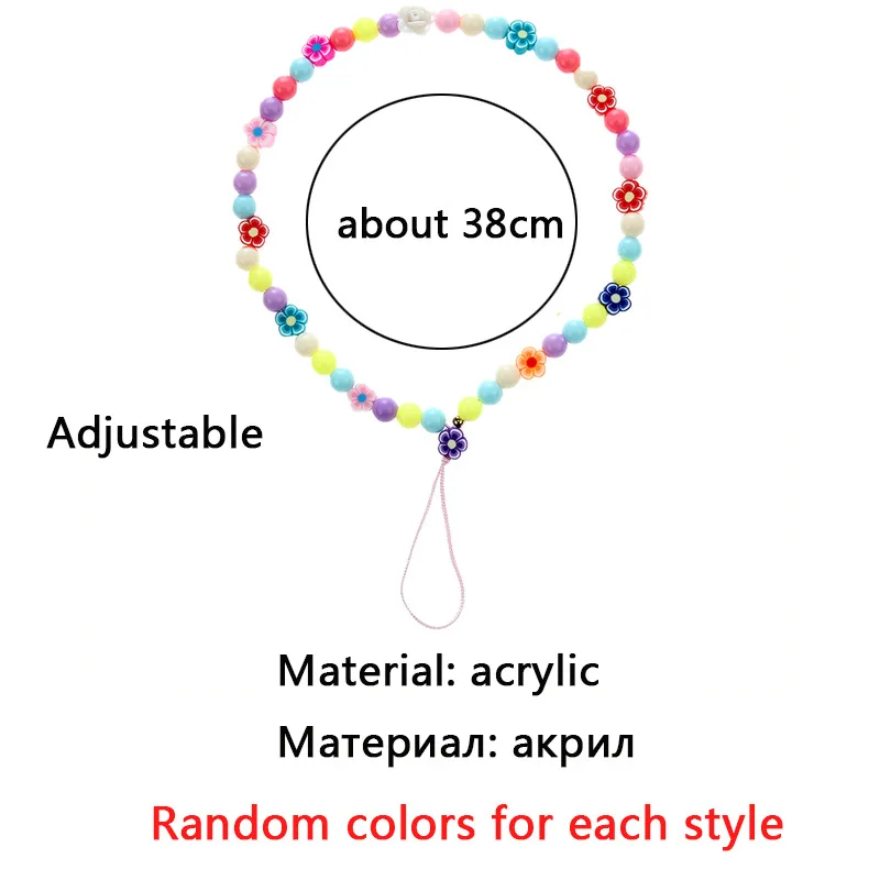 2021 New Colorful Acrylic Bead Mobile Phone Chain Universal Simple CellPhone Choker Necklace Strap Lanyard For Keys Lady Gift