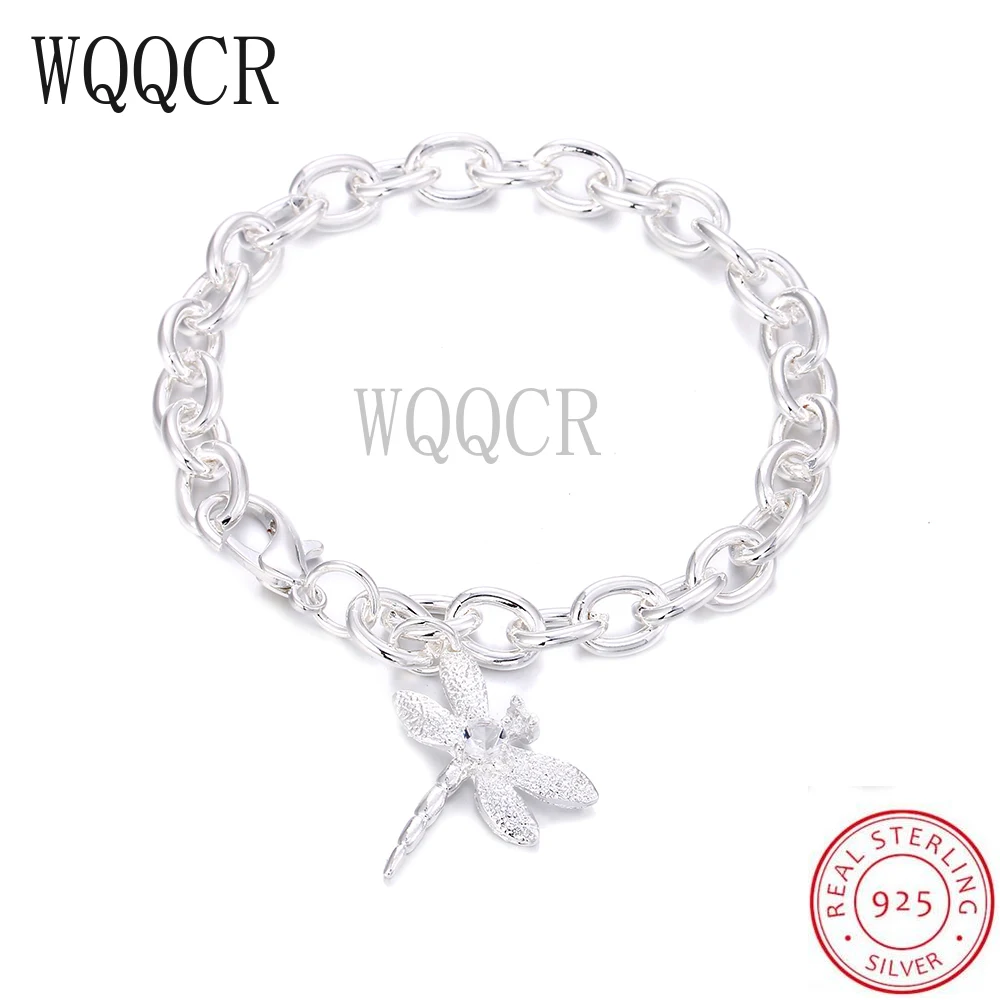 

WQQCR 925 Sterling Silver Dragonfly Pendant Bracelet For Woman Wedding Engagement Fashion Charm Party Jewelry