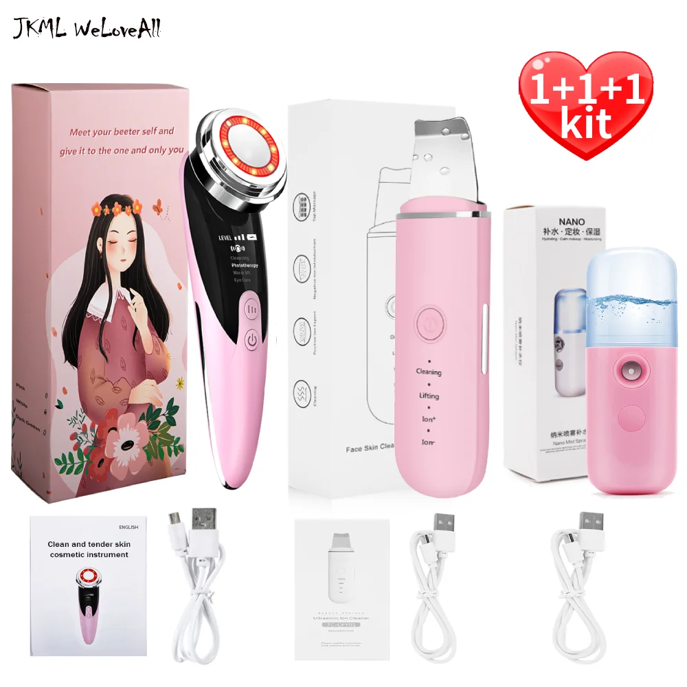 

Ultrasonic Skin Scrubber Atomization Shoveling Machine Ion Acne Blackhead Remover Peeling EMS LED Face Lifting Beauty Machine