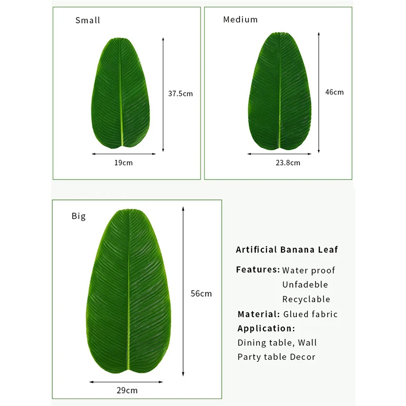Водонепроницаемые искусственные Тропические Зеленые растения листья банана