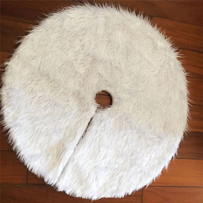 1pc White Plush Christmas Tree Skirts Fur Carpet Merry Decor Home Natal Skirt New Year Base Floor Mat Cover | Дом и сад