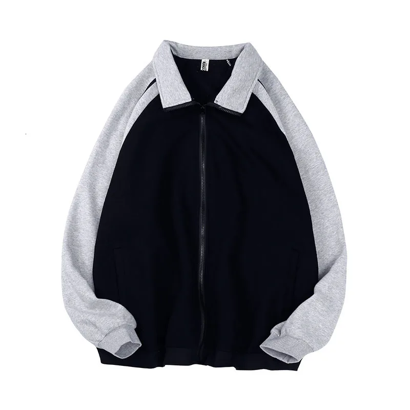 

UYUK Autumn New Loose Casual Fashion Stand Collar Men And Cashmere Cardigan Patchwork Coat Hombre Clothes Hip Hop