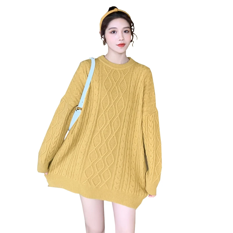 

1608# 2021 Autumn Winter Fashion Knitted Maternity Sweaters Large Size Loose Clothes for Pregnant Women Vintage Pregnancy Tops