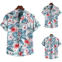 mens t shirt floral casual holiday shirt short sleeve top summer hawaii blouse
