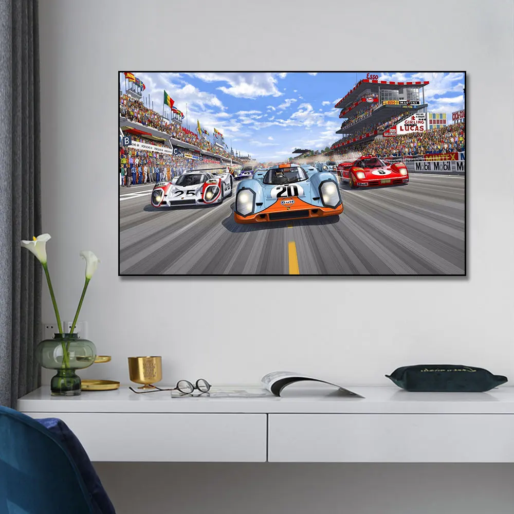 

Le Mans 24 Hours Racing Car Poster And Painting On Canvas Print Nordic Wall Art Picture For Living Room Home Decoration