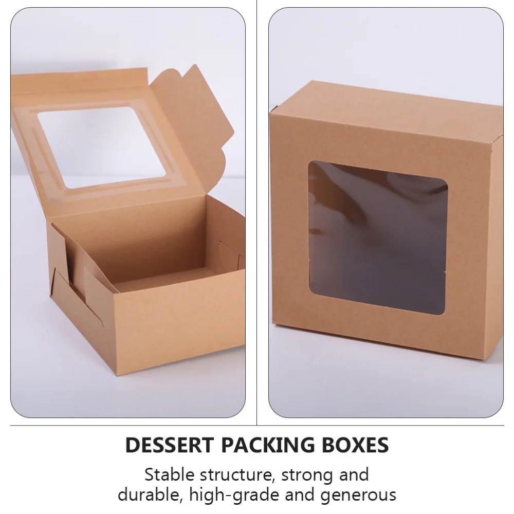 10 шт. коробки для выпечки с прозрачным окном кексов подарочные из крафт бумаги