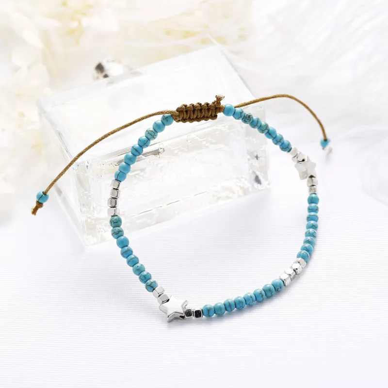 

2021 Women New Five-pointed Star Beaded Push-pull Anklet Jewelry Gifts