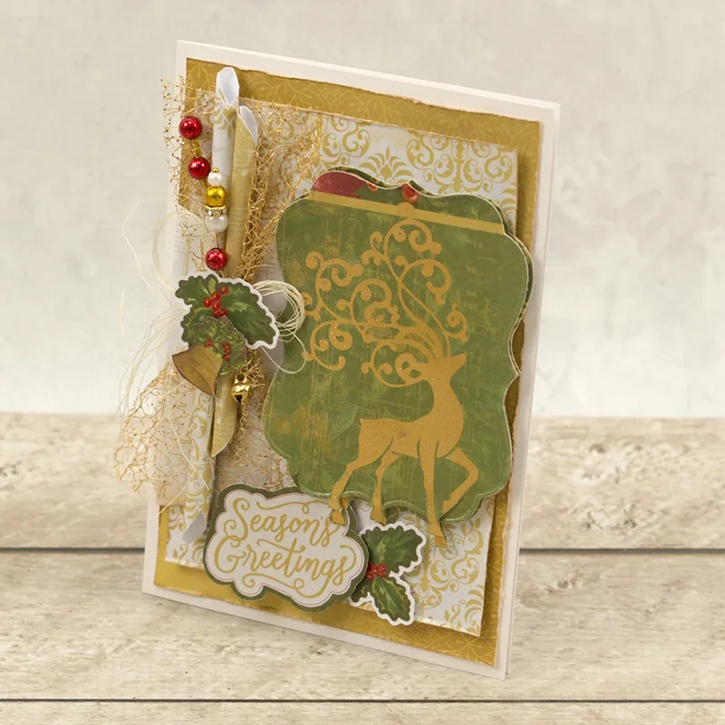 Рождественская елка олень Снежинка лоза горячая фольга пластина для