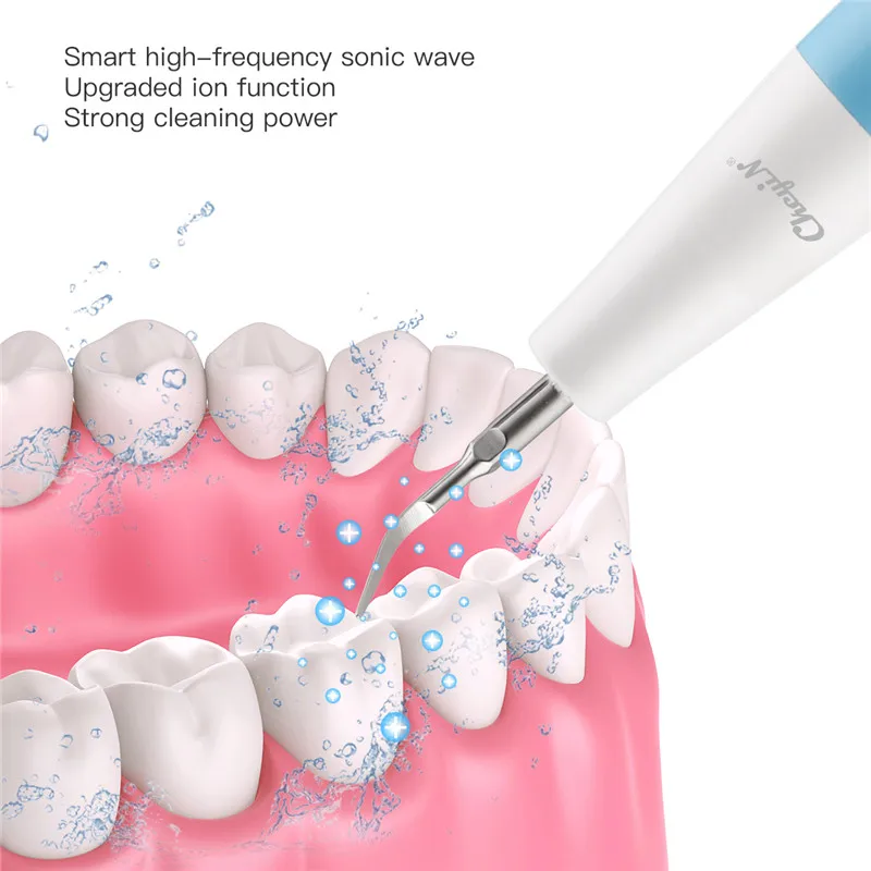 

Ultrasonic Teeth Dental Cleaning Kit Whitening Brush Plaque Tartar Eraser Polishing Calculus Mirror with 5 Modes Adjustable