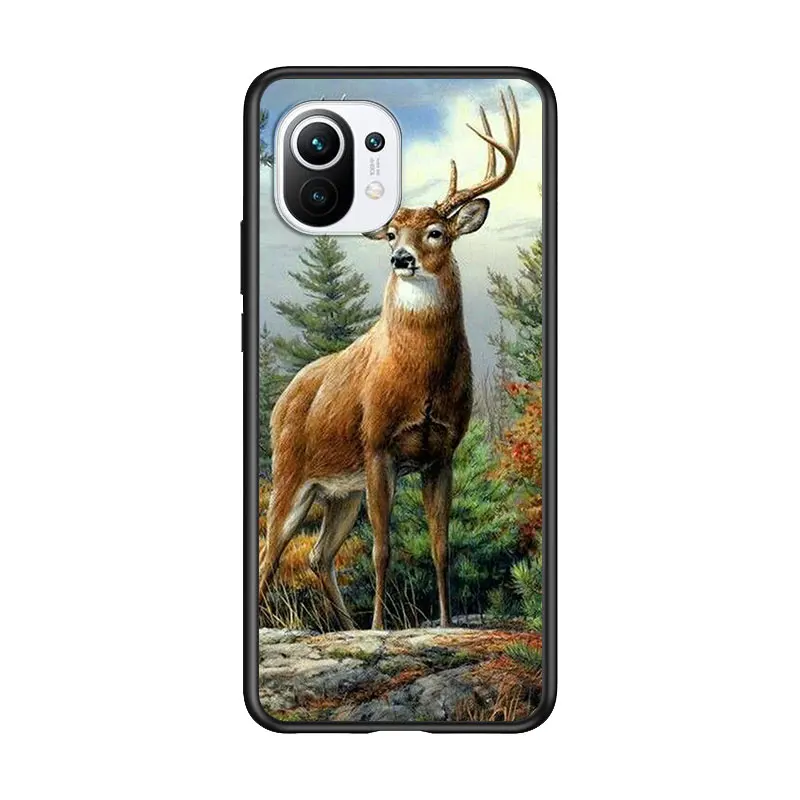 

Cute animal Christmas Deer for Xiaomi Mi 11 10T Note 10 Ultra 5G 9 9T SE 8 A3 A2 A1 6X Pro Play F1 Lite 5G Black Phone Case