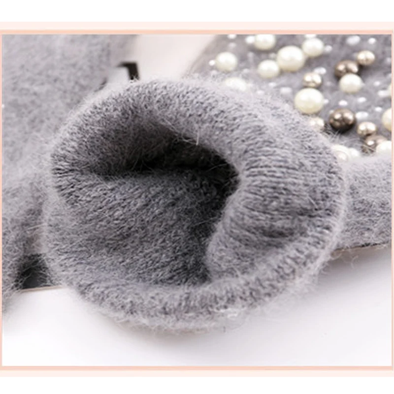 Winter Kitted Mitten Plush Gloves Women Short Finger Half Gloves Ladies Half Cover Female Gloves Printed Snow