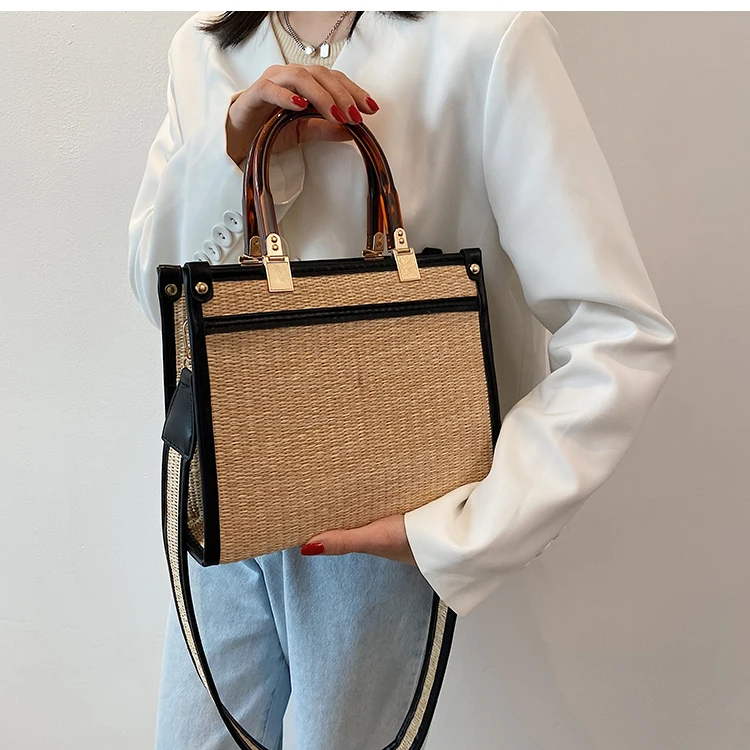 

Fashion straw baags for women 2021 new trendy large-capacity messenger bag female bag summer portable tote bag