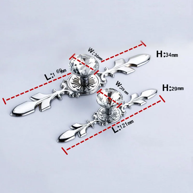 Серебристые хрустальные шариковые ручки для шкафов фурнитура дверей мебельные