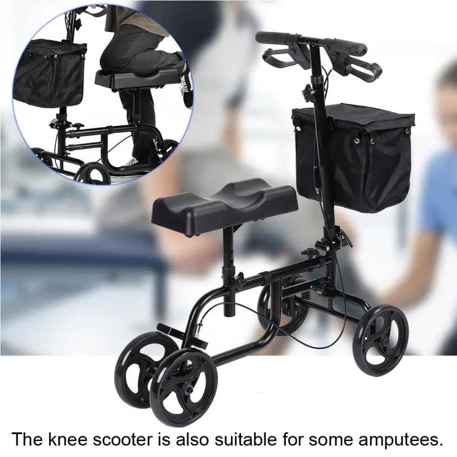 Steerable складные коленные ходунки скутер с тормозной корзиной Регулируемая по высоте приводная тележка для инвалидов