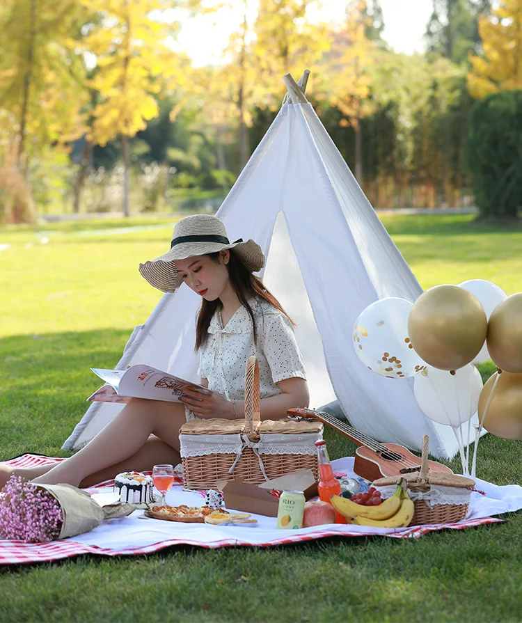 

Woven Picnic Baskets Plant Rattan Willow Wicker Camping Storage Basket for Fruit Flower Gifts Cabinet Organizer Home Decoration