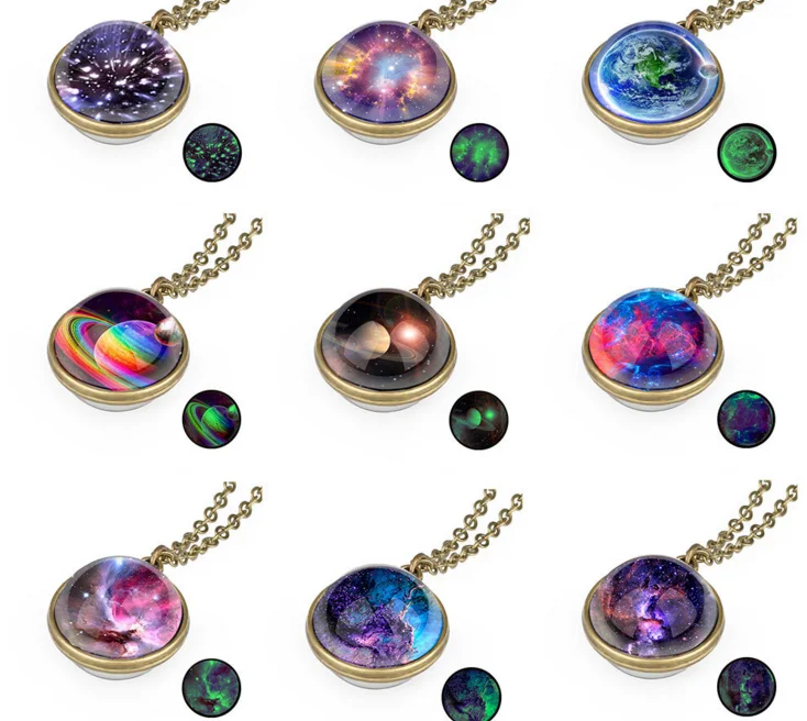 Новинка 2019 двухстороннее ожерелье с кулоном в виде туманности и галактики